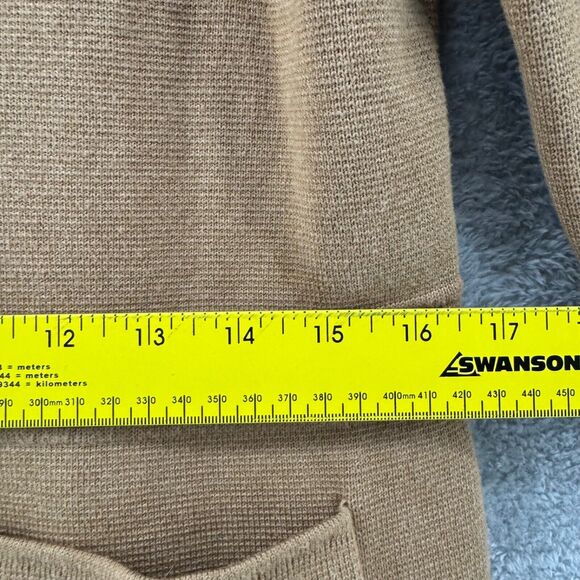 Talbots Sweater Womens M Beige Jacket Button Front Patch Pocket Collared Stretch - Picture 14 of 14